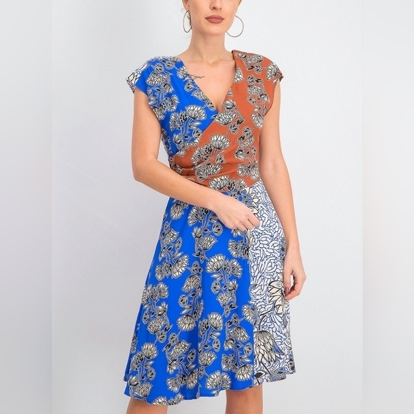 NWOT Mango Printed Colorblock Dress - Picture 3 of 10